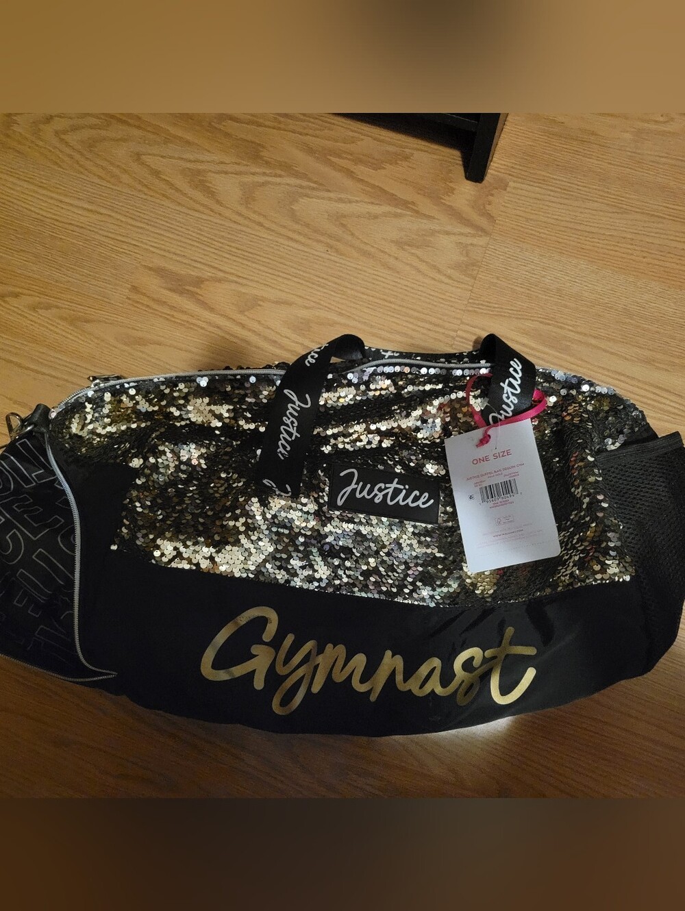 Justice Sequin Gymnast Duffel - Black & Gold